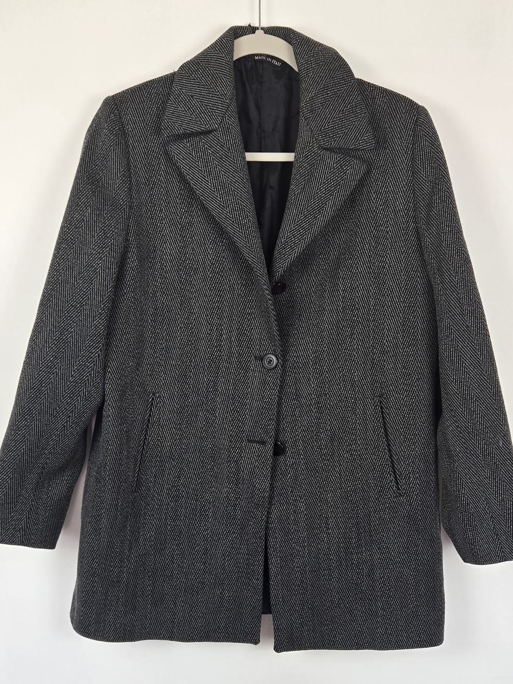 Women's Italian Wool Herringbone Overcoat Blazer